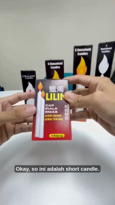 Long White Candle/Lilin Putih Cap Piala Emas/Black-Out Candles