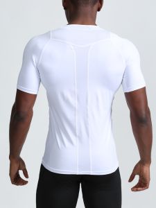 Mens Basketball Short Sleeve Tights Sports Vest T-shirt Track and Field Absorb Sweat Running Quick-Dry Fitness Clothes High-Elastic Training