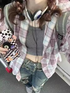 Áo Sơ Mi Kẻ Sọc Gió Thông Thường Cho Nữ Dáng Rộng Tay Dài Chống Tia Uv Miếng Dán Cường Lực Chi Tiết Hàng Mới Về Mùa Thu 2024