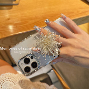  17 pro Max Crystal Bead Tassel Stand Clear Silicone Soft Shell Full Cover Transparent Womens Phone Case Anti-Slip Protection