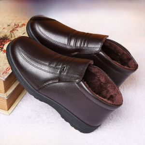 Giày Da Nam Mùa Đông Dày Dặn Lót Lông Cừu Chống Thấm Nước Đế Cao Su Đế Bằng Mũi Tròn Giày Bốt Thường Ngày Thời Trang