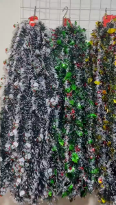 GROSIR Slinger Natal 2 Meter Premium Tebal Garland Tinsel Hijau Salju Dekorasi Christmas