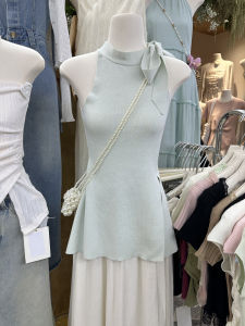 Korean Style Slim Fit Knitted Vest Butterfly Knot Split Design Versatile Slimming Summer New Arrival Womens Fashion Top