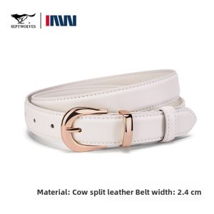SEPTWOLVES | Stylish Womens Leather Belt White