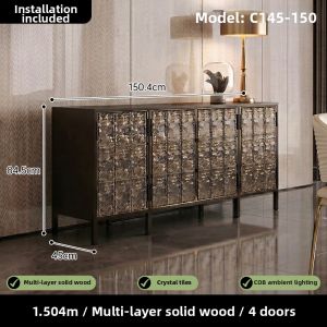 Italian Luxury Crystal Cabinet Dining Sideboard