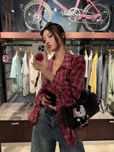 Áo Sơ Mi Cotton Cổ Polo Thường Ngày Mùa Thu 2025 Dành Cho Nữ Áo Sơ Mi Kẻ Caro Cổ Điển Tay Dài Thoải Mái Thoáng Khí Mặc Thường Ngày