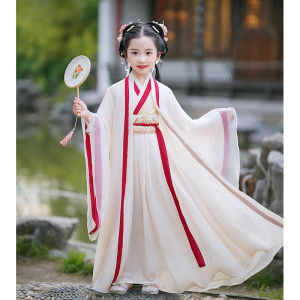 Elegant Thin Cheongsam Hanfu for Girls Summer Lightweight Big Sleeve Traditional Chinese Costume Fairy Tale Little Girl Clothing