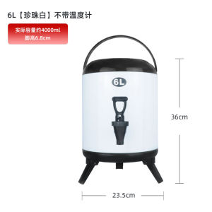 Milk Tea Bucket Milk Tea Thermal Insulated Bucket Milk Tea Shop Commercial Stainless Steel Beverage Soybean Milk Barrel with Thermometer 6/8/10/12L