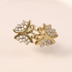 ต่างหูทอง 18k ต่างหูรูปผีเสื้อต่างหูเพชรแบบเรียบง่าย 427e