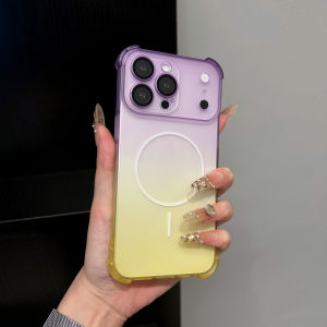 Gradient Semi-Clear Reinforced Corner Anti-Drop Phone Case For iPhone 17 16 15 14 Plus 13 12 Pro Max For Magsaf Magnetic Cover