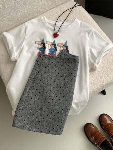 High Waist Polka Dot A-Line Mini Skirt Grey Elegant Autumn New Arrival Versatile plus Size Womens Fashion Commute Style