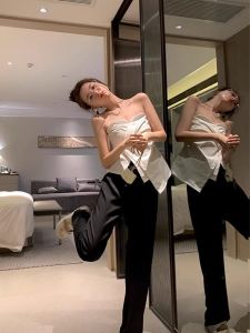 WANGGONGZHU | High Waist Silk Chiffon Acetate Casual Floor-Length Pants Womens Spring Ice Silk Cool Feeling Hong Kong Style Fashionable Trousers