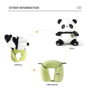 Black Panda Green Bamboo Travel Pillow for Kids Adults 3 in 1 Deformable Cartoon Kids Neck Pillow Soft Airplane Pillow Cute Animal Flight Pillow Head Rest Neck Support for Car Christmas Gift