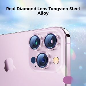 Luxurious Sparkling Diamond iPhone Lens Film Protection Ring Rear Camera Guard Circle Single Piece High Definition Anti-Reflective