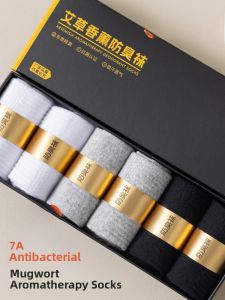 JINGCHI | Mens Mid-Calf Socks Cotton Essential Oil Aroma Anti-Odor Winter 7A Antibacterial Sweat Absorbent Breathable Business Spring Autumn Style Short Socks