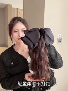 แฮร์พีชหางม้า แบบลอนหยิก 40ซม. แถมโบว์ เส้นผมนิ่ม ผมไม่เงาใช้ง่ายคลิป3ขา