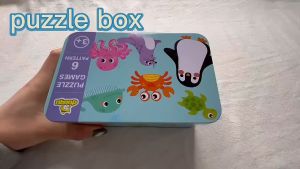 จิ๊กซอว์สําหรับเด็ก ชิ้นใหญ่ พร้อมกล่องเหล็ก ของเล่นเสริมพัฒนาการ สัตว์น่ารัก