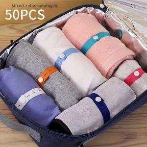 50 Pack Elastic Closet Organizers with Buckles Adjustable Drawer and Wardrobe Straps Durable Canvas Lanyard Space Saver