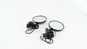 22mm Aluminum Motorcycle Rearview Mirrors with LED Turn Signals Clear Glass Bar End Handlebar Mirror for Honda Suzuki