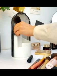 JAERSENT Makeup Organizer 360 Degree Cosmetic Case Storage Box Rotating  Adjustable Lipsticks Brushes Bottles Powders Rotating Plastic Adjustable Rack可旋转化妆笔收纳盒