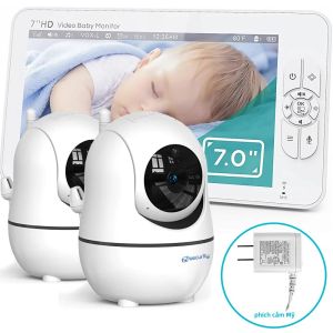 Máy Giám Sát Trẻ Em Video HD 7.0 Inch Với 2 Camera Xoay Nghiêng Zoom 4X Âm Thanh Hai Chiều Tầm Nhìn Ban Đêm Không Cần WiFi Pin 4000mAh Không Dây Di Động