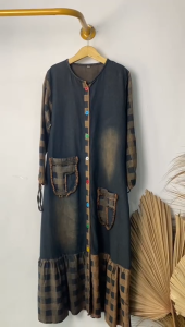 cheriz gamis anak  lepis anak kids denim baju terbaru adem umur 7-14 tahun COD