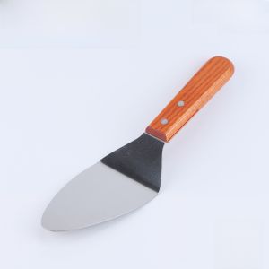 Large Stainless Steel 900A Pizza Turner Pancake Spoon Triangle Wood Handle Pastry Kitchen Cooking Utensil Baking Tool