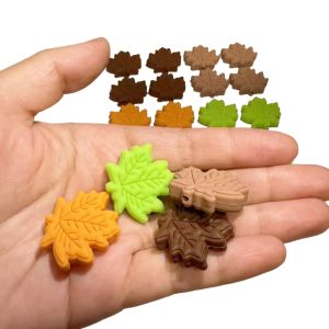8Pcs Silicone Focal Theme Maple Leaf Leaves Spacer Character Beads For Jewelry Making Creative Special Beaded Pens Decors