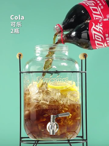 5L Juice Beverage Glass Jar Dispenser With Stand And Faucet Water Pitcher Glass