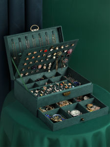Large Capacity Jewelry Box Vintage Treasure Chest Earring Stud Necklace Bracelet Ring Storage Box Elegant Organizer Case