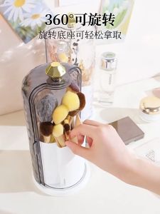 ที่ใส่แปรงแต่งหน้าแบบหมุนได้ เครื่องสำอาง กล่องใส่แปรงแต่งหน้า ที่เก็บแปรงแต่งหน้า 5 ช่องมาพร้อมฝาปิดใส ป้องกันฝุ่น (makeup brush box)