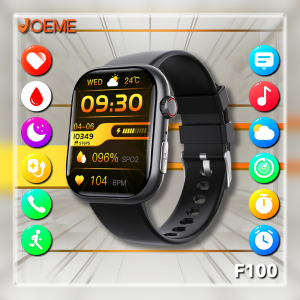 JOEME 2024 ECG Blood Glucose Sugar Bluetooth Call Smartwatch Blood Composition Analysis 24H Health Monitoring Smart Watches F100