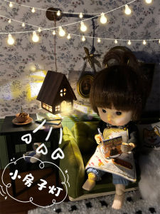 Mini Wooden House Lamp Dollhouse Decorations Standing Lamp Hanging Lamp 12 Points 6 Points Available Ob11 Model Scene Props