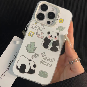 Bamboo Panda Smiley Phone Case for Apple 16 pro Max Couple Iphone 14 Xiaomi 15 Huawei Mate60 Propura 70 Honor Vivo Redmi K80 Note Oppo Reno 13