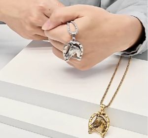 Kemstone Horseshoe Stainless Steel Necklaces Mens Stainless Steel Pendant Necklace Jewelry