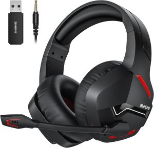 BINNUNE Wireless Gaming Headset with 2.4GHz for PS5PS4SwitchFPS Gamers Bluetooth 5.3 Gaming Headsets with Noise Canceling Mic