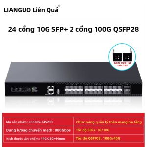 LIANGUO | Thiết Bị Chuyển Mạch Ethernet 10 Gigabit 24 Cổng Uplink 40G/100G Ba Lớp