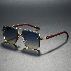 Fashion Retro Square Metal Shades Men or Womens Original Brand Design Driving Sunglasses New Double Bridge Pilot Sun Glasses
