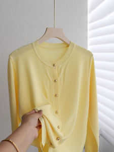 Thin Ice Silk Knitted Cardigan Womens Long Sleeve Sun Protection Top for Early Summer Air Conditioning Shirt Matching Skirts