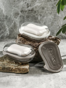 Portable Luxury Soap Dish with Brush for Washing Clothes Bathroom Household Bathroom Storage Organizer Pure Color Creative Style