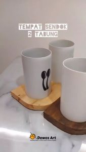 Tempat Sendok Garpu Unik - Wadah Sendok Garpu - Tempat Sendok 2 Tabung