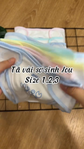 Tã vải tã dán sơ sinh cotton JOU | Size 123 cho bé từ sơ sinh - 9 kg| Chất vải mềm mịn thoáng khí Miếng dán bo tròn mềm