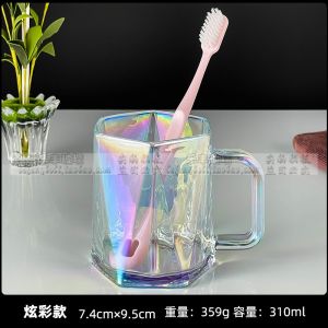 แก้วน้ำแปรงฟันแบบแก้วสำหรับคู่รักมีมูลค่าสูงแก้วแปรงฟันพร้อมที่จับสำหรับใช้ในบ้านหรูหราเบาๆชุดแก้วน้ำบ้วนปากแบบเรียบง่ายสำหรับห้องน้ำ