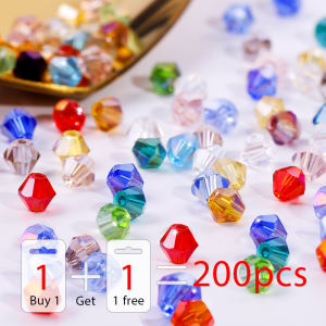 Buy 1 And Get 1 Free 4mm Shiny Crystal Beads Bicone Beads Glass Beads Loose Spacer Beads for Bracelet DIY Jewelry Making 200pcs