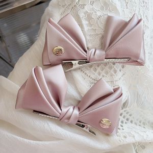 Large Pink Bow Hair Clip Sweet Style Side Clip Hair Accessory for Elegant and Fashionable Look