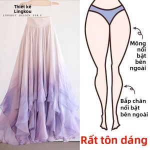 NUMEN BUTTON | Chân Váy Dạng A-line Voan Trắng