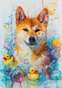 Oil Painting By Numbers Bathing Cute Dogs Pattern Number Drawing Canvas DIY Pictures By Numbers Home Decor