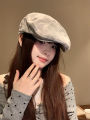 American Retro Apocalyptic Style Women's Beret Hat Spring Summer Versatile Face Slimming Backward Cap Flat Top Casual Hat. 