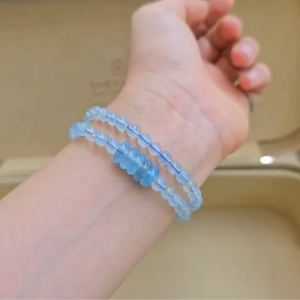 Q2570 Chuỗi 2v Aquamarine Hải Lam Ngọc 6li mix ngũ điếu Aquamarine chất trong xanh ko tạp chất hợp Thủy & Mộc - Phong Thủy TUDO