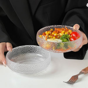 Japanese Style Hammered Glass Bowl round Shape Fruit Salad Dessert Bowl Breakfast Bowl for Home Use High Quality Breakfast Bowl